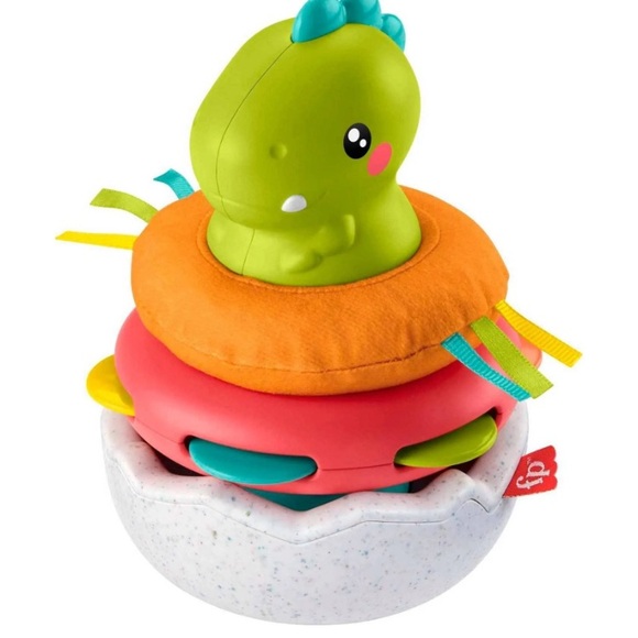 Fisher-Price Paradise Pals Baby Stacking Toy, Wobble & Stack Dinosaur - Picture 1 of 6